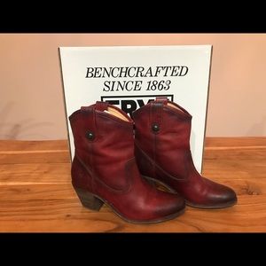 Frye Jackie Button Burgandy Boots